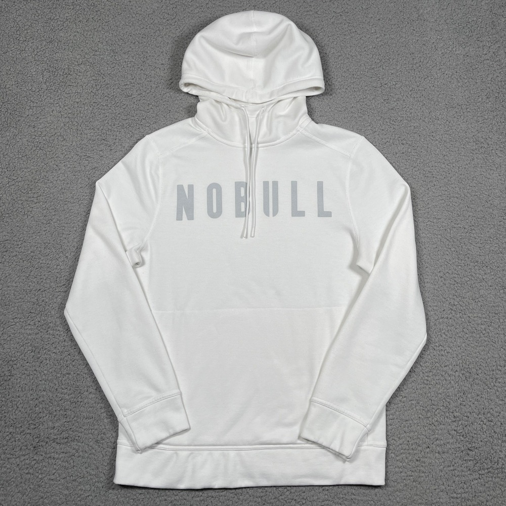 NoBull Hoodie Womens L White Crossfit Training Gym Sweatshirt Drawstring